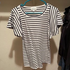 Striped top flutter sleeve